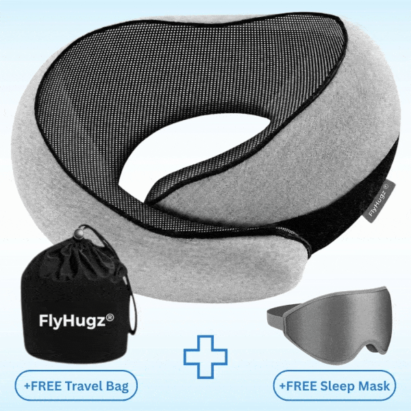 The FlyHugz® Value Travel Pack with its free sleep mask and free gift travel bag